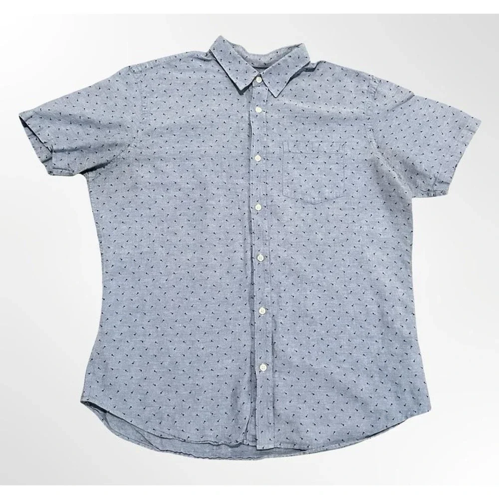 Banana Republic Shirt Mens XL Linen Short Sleeve Standard Fit Pocket Button Up